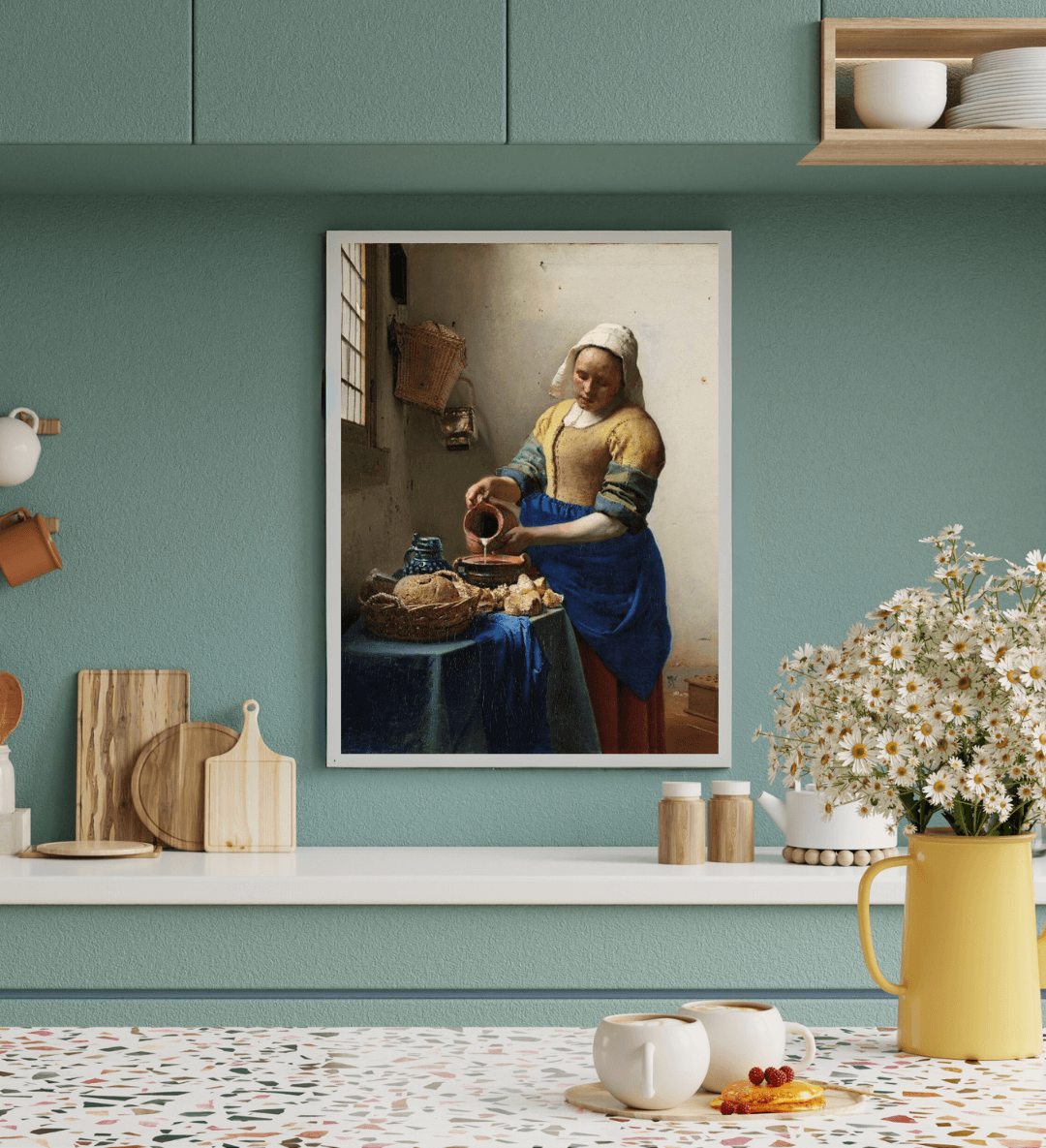 melkmeisje schilderij in de keuken